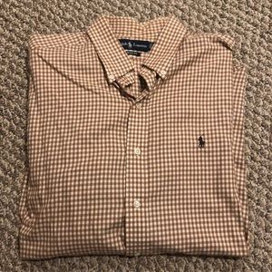 NWOT Ralph Lauren Brown and White Button Up Sz XL